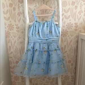 BCBG Light Blue Floral Kids Formal Dress